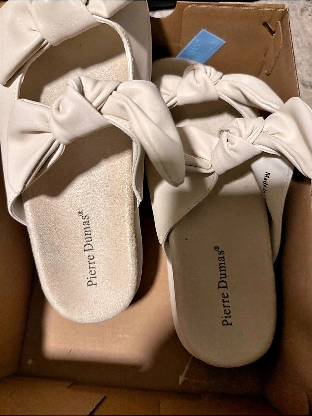 Pierre Dumas Mind-1 Bow Slide Sandals White US 8